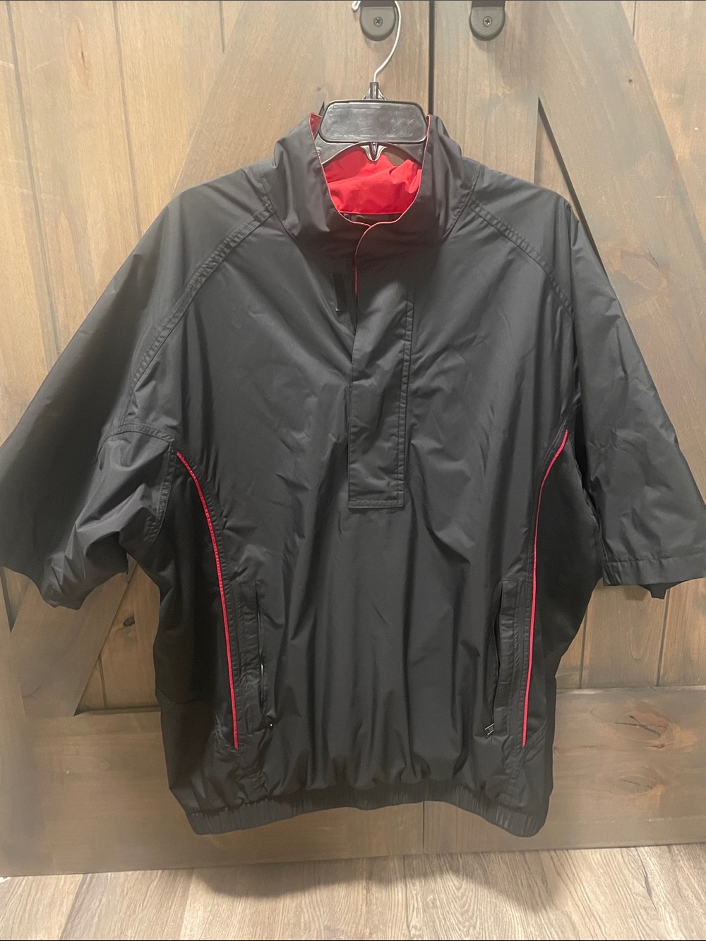 FootJoy Black Golf Windbreaker Pullover with Red Accents